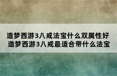 造梦西游3八戒法宝什么双属性好 造梦西游3八戒最适合带什么法宝